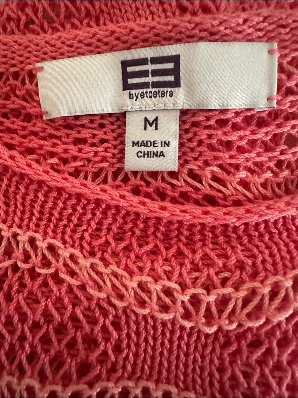 Etcetera Coral Open Knit Sweater Top